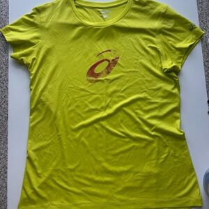 Asics Yellow Green Fitted Short Sleeve Tee medium